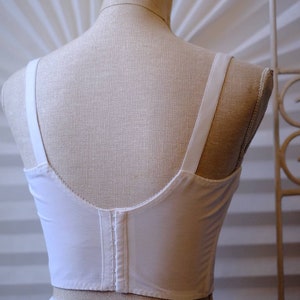 Vintage Rare Berlei 60's Long Line Bullet Bra White Panelled Crop Corset Soft Spiral Stitched Cups Bralette Lace Bombshell Pin Up Bustier image 2