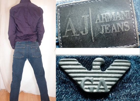 Vintage 90s Giorgio ARMANI JEANS Pants Stretch Deep Navy Blue - Etsy