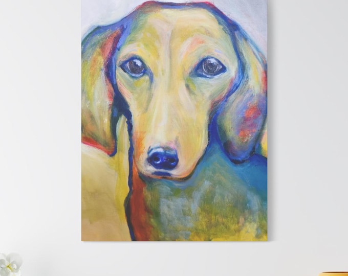 Colorful Dachshund Canvas Art Print: Vibrant Pet Portrait