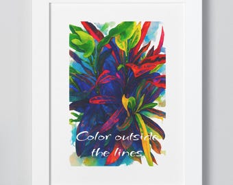 Colorful Plant Art Framed Poster: Inspirational Home Office Wall Decor