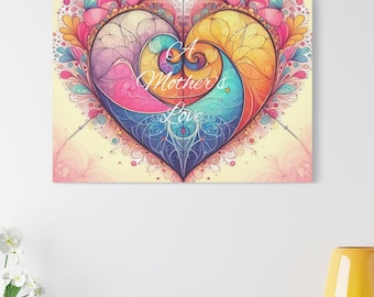 Colorful Heart Canvas Art: Mother's Love Wall Decor