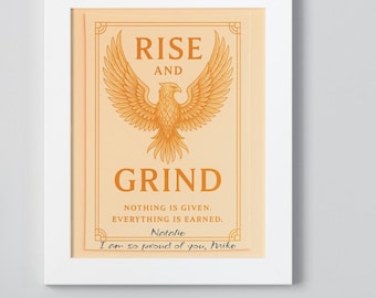 Rise and Grind Framed Motivational Poster: Fitness Wall Art