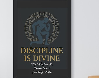 Discipline is Divine Framed Motivational Poster: Fitness & Office Wall Art