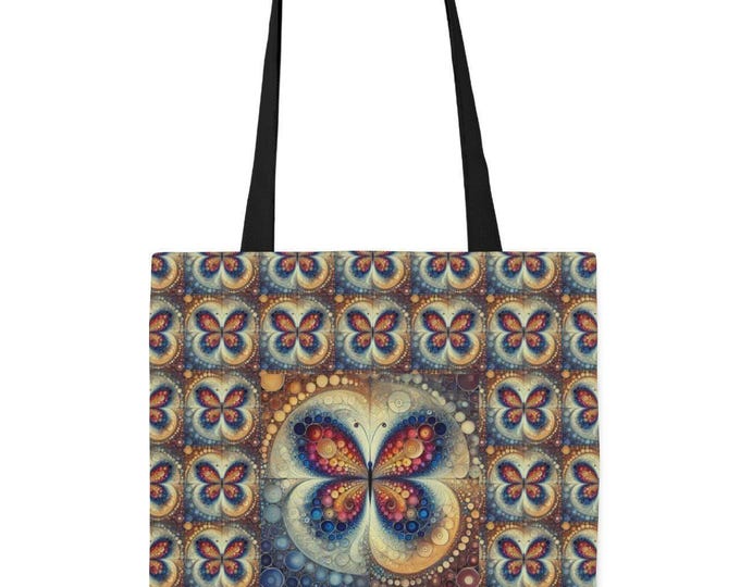 Butterfly Design Canvas Tote Bag: Bohemian Eco-Friendly Shopping Bag