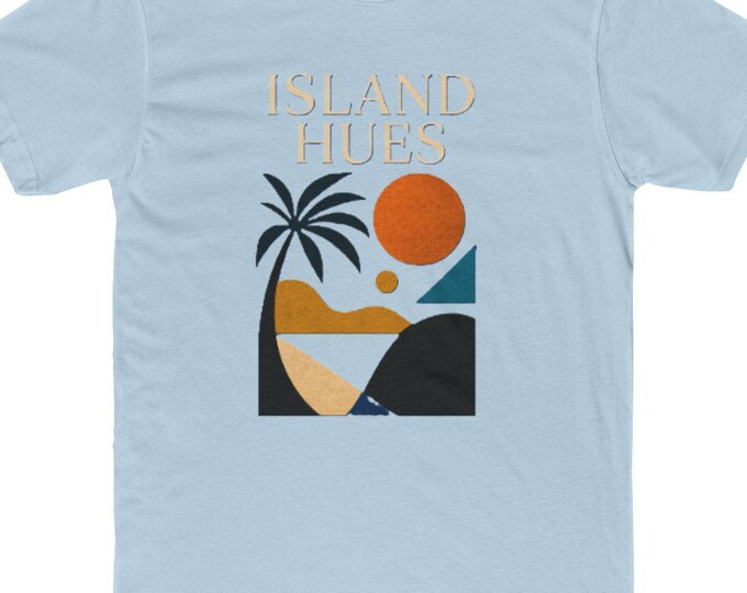 Island Hues Cotton Tee: Tropical Graphic Shirt, Caribbean Art