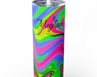 Personalized Swirl Tumbler: 20oz Stainless Steel Water Bottle