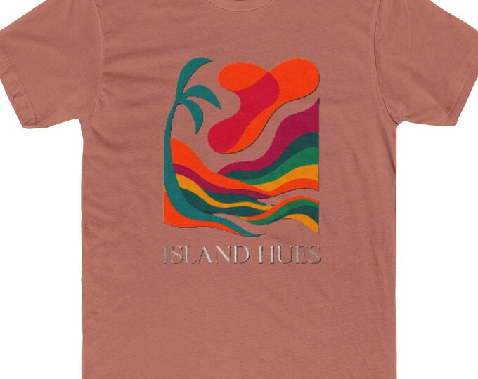 Island Hues Cotton Tee: Tropical Graphic Shirt, Caribbean Art