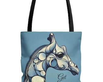 Artistic Giraffe Tote Bag: "Get Over It" Polyester Shopping Bag