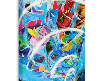 Abstract Canvas Print: Colorful Island Hues Painting by Roger K. Nelson
