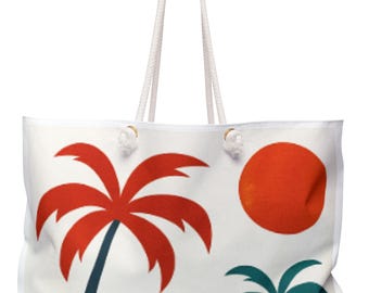 Tropical Palm Tree Weekender Bag: Beach Travel Tote (24" x 13")