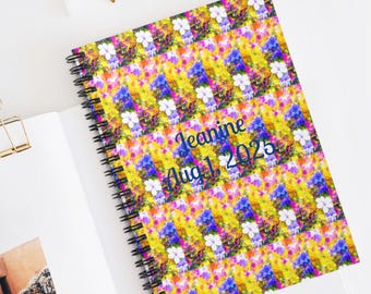 Personalized Floral Spiral Notebook – Student Journal, Note-taking