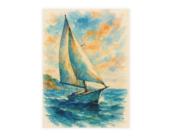 Custom Nautical Postcards – Watercolor Sailboat Design