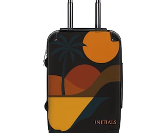 Modern Sunset Suitcase: Lightweight Travel Luggage with 360 Wheels, Lock & Custom Initials