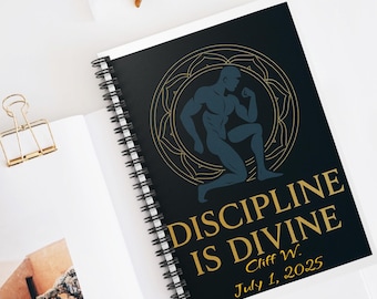 Motivational Spiral Notebook - Discipline is Divine, Inspirational Journal, Gift for Fitness Lovers, Self-Improvement Planner