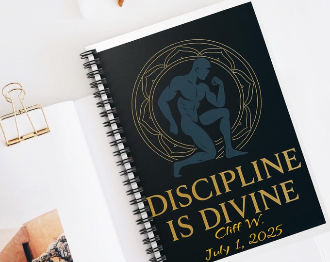 Motivational Spiral Notebook - Discipline is Divine, Inspirational Journal, Gift for Fitness Lovers, Self-Improvement Planner