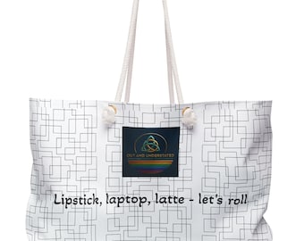 Geometric Weekender Bag: Lipstick Laptop Latte Travel Tote