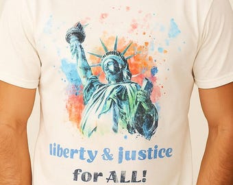 Liberty & Justice Patriotic T-Shirt: Unisex 4th of July Apparel