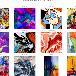 Arte digitale Vol. 1 – I mesi / 12 PNG di sfondo astratto per planner, calendari e stampe creative