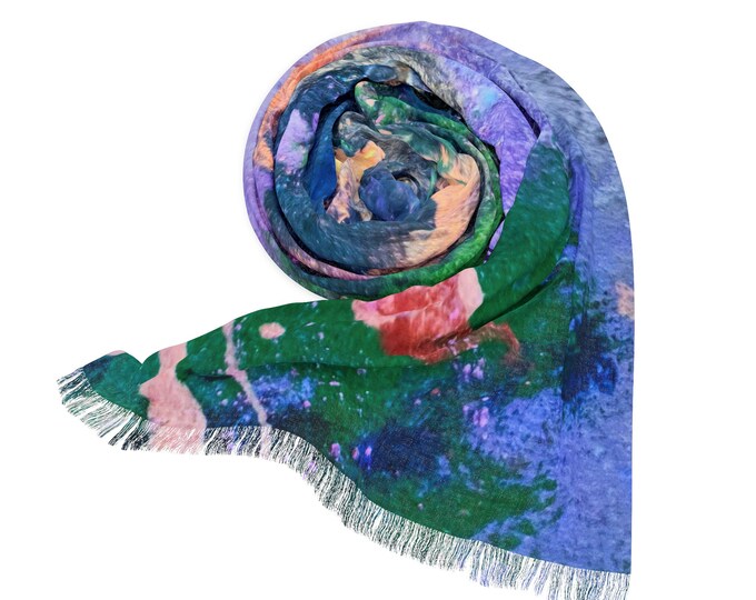 Floral Print Scarf: Lightweight Polyester Boho Shawl (27 x 71 in)