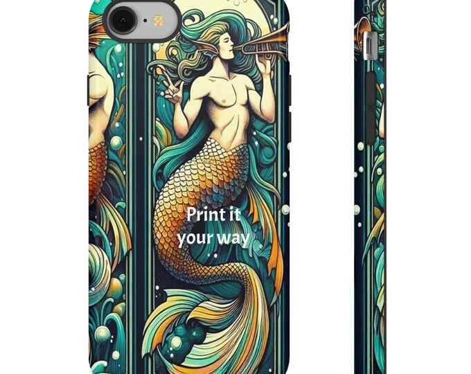 Artistic Merman Phone Case: Underwater Fantasy Art, Tough Phone Cover