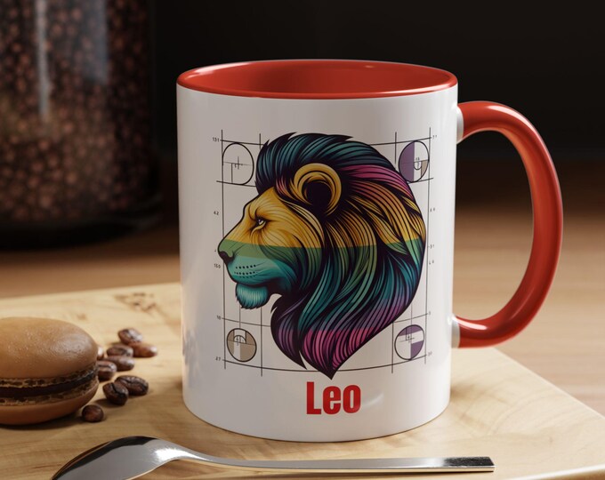 Vibrant Leo Zodiac Coffee Mug: Colorful Lion Design