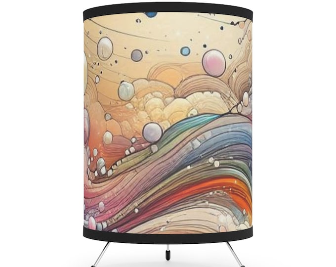 Colorful Swirl Tripod Lamp: Bohemian Art Accent Lighting