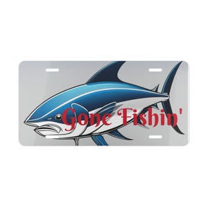 Gone Fishing kaptafel, decoratief autolabel, visserijdecor, gepersonaliseerd cadeau, buitenliefhebber, auto-accessoire