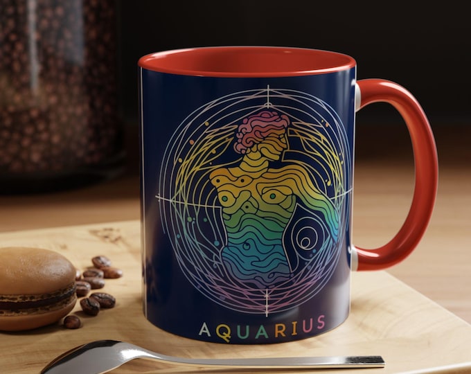 Aquarius Coffee Mug: Vibrant Astrology Zodiac Design