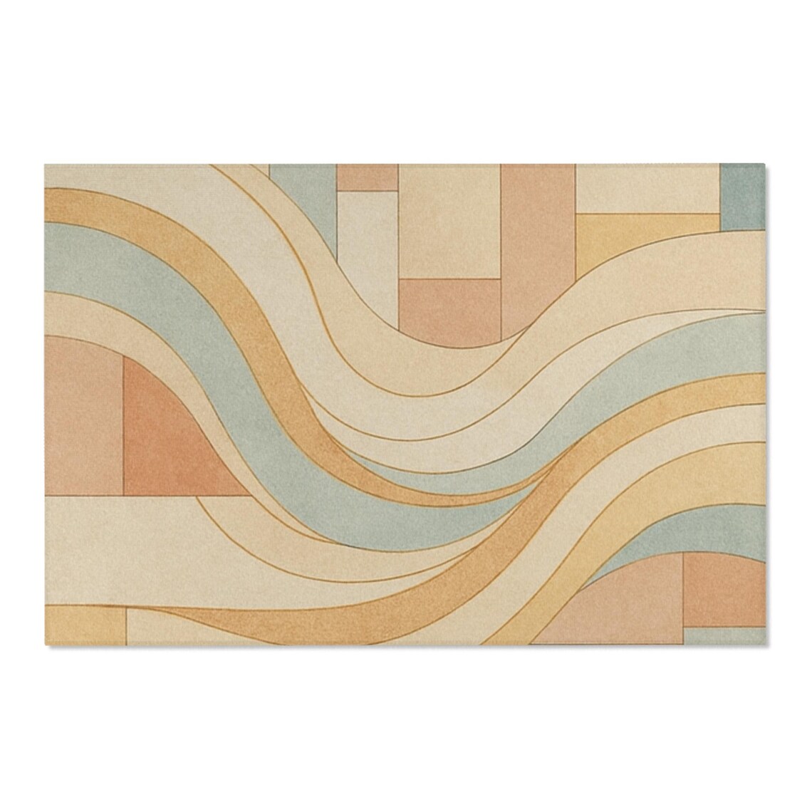 Pastel Geometric Wave Area Rug Modern Abstract Soft Color Block Floor ...