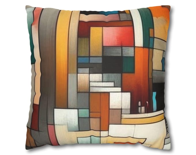 Geometric Faux Suede Pillowcase: Abstract Art Accent Pillow