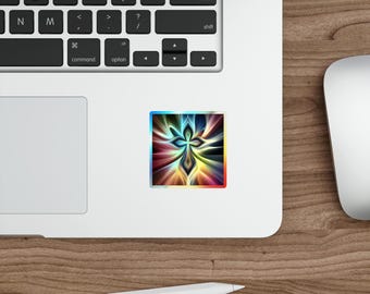 Vibrant Holographic Cross Stickers, Colorful Christian Decals, Skateboard Stickers, Art Decor, Faith-Based Gifts