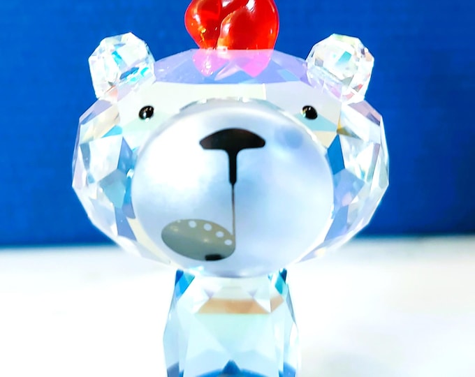 Swarovski 2012 Emoti Burning Desire Crystal Figurine | Retired Collectible | Red Flame Crystal Bear 1143380 - FREE SHIPPING