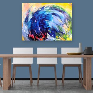 Abstract Wave Art Canvas Print, Colorful Wall Decor, Home Office Artwork, Unique Gift Idea, Modern Art for Living Room