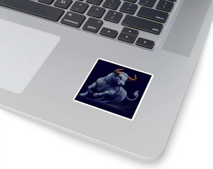 Advancing Bull Art Sticker: Bohemian Vinyl Laptop Decal