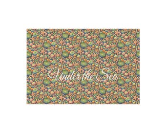 Coastal Outdoor Rug: Starfish Seashell Pattern, Beach House Decor