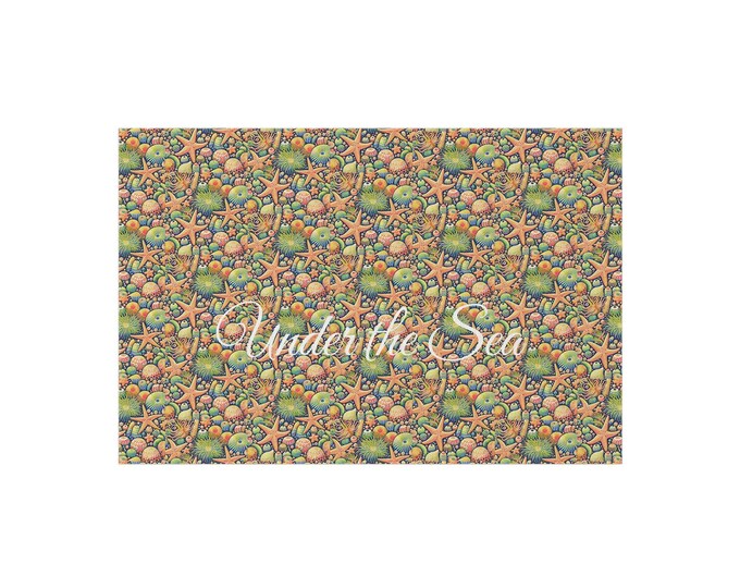 Coastal Outdoor Rug: Starfish Seashell Pattern, Beach House Decor