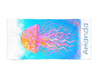 Personalized Jellyfish Beach Towel: Vibrant Summer Pool Accessory