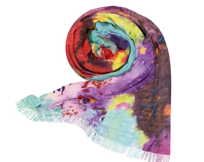 Artistic Light Scarf: Boho Chic Spring Shawl - 100% Polyester