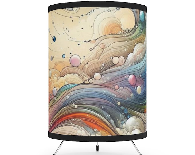 Artistic Tripod Lamp: Bohemian High-Res Print Accent Light