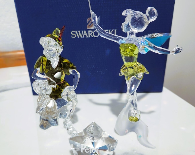 Swarovski Disney Peter Pan, Tinker Bell, Rosetta & Silver Mist Figurines | Retired Collectibles | Optional Box, No COA