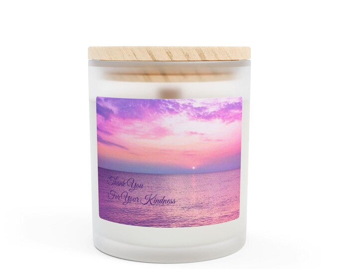 Frosted Glass Candle with Wooden Wick: Coconut Soy Wax, Maple Lid