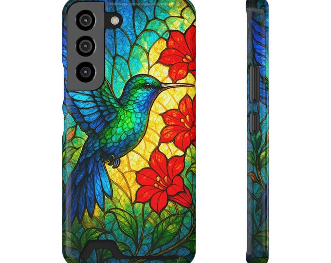 Stained Glass Hummingbird Phone Case: MagSafe Card Holder