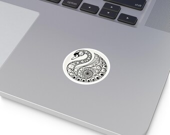Elegant Swan Vinyl Sticker: Laptop, Water Bottle Decor
