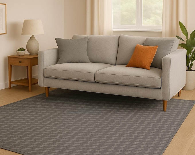 Gray Diagonal Texture Rug: Modern Minimalist Style