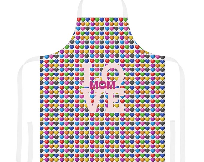 Colorful Hearts Apron for Mom: Polyester Canvas Kitchen Decor