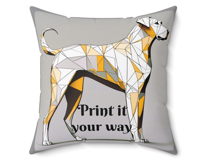 Geometric Dog Art Pillow: Personalized Pet Lover Gift