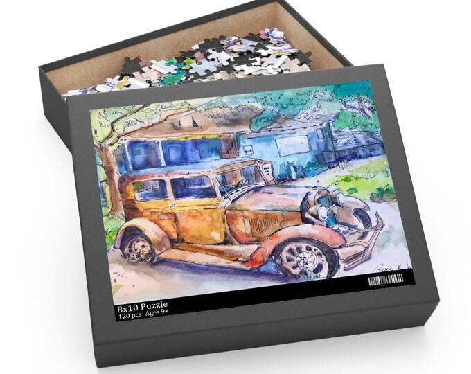 Rusted Car Jigsaw Puzzle: Vintage Automobile Art, Family Fun