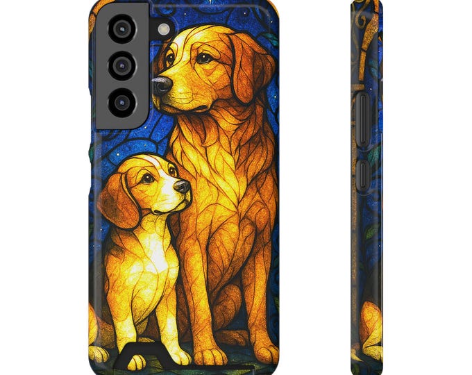 Stained Glass Dog Phone Case with Card Holder - MagSafe Compatible