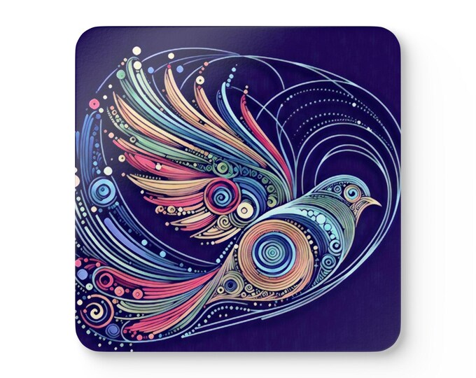 Bird Design Cork Coaster Set: Vibrant Drink Coasters, Eco-Friendly Home Decor