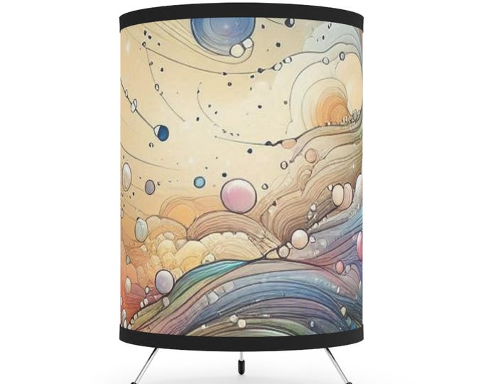 Abstract Art Tripod Lamp: Colorful Bohemian Home Decor